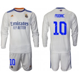 Fußballtrikots Real Madrid Modrić 10 Kinder 2021-2022 Langarm Heimtrikotsatz kaufen